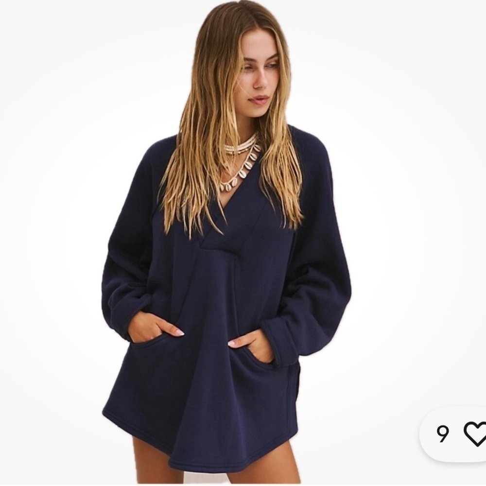 FP Free People Beach Oversized Marguerite Pullover  Kangaroo Pockets Sz XL Swim